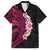 Hawaiian Tropical Plumeria Art Polynesian Tattoo Family Matching Puletasi and Hawaiian Shirt Black and Bright Pink Color