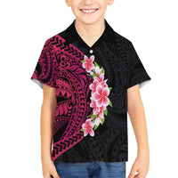 Hawaiian Tropical Plumeria Art Polynesian Tattoo Hawaiian Shirt Black and Bright Pink Color LT03 - Polynesian Pride