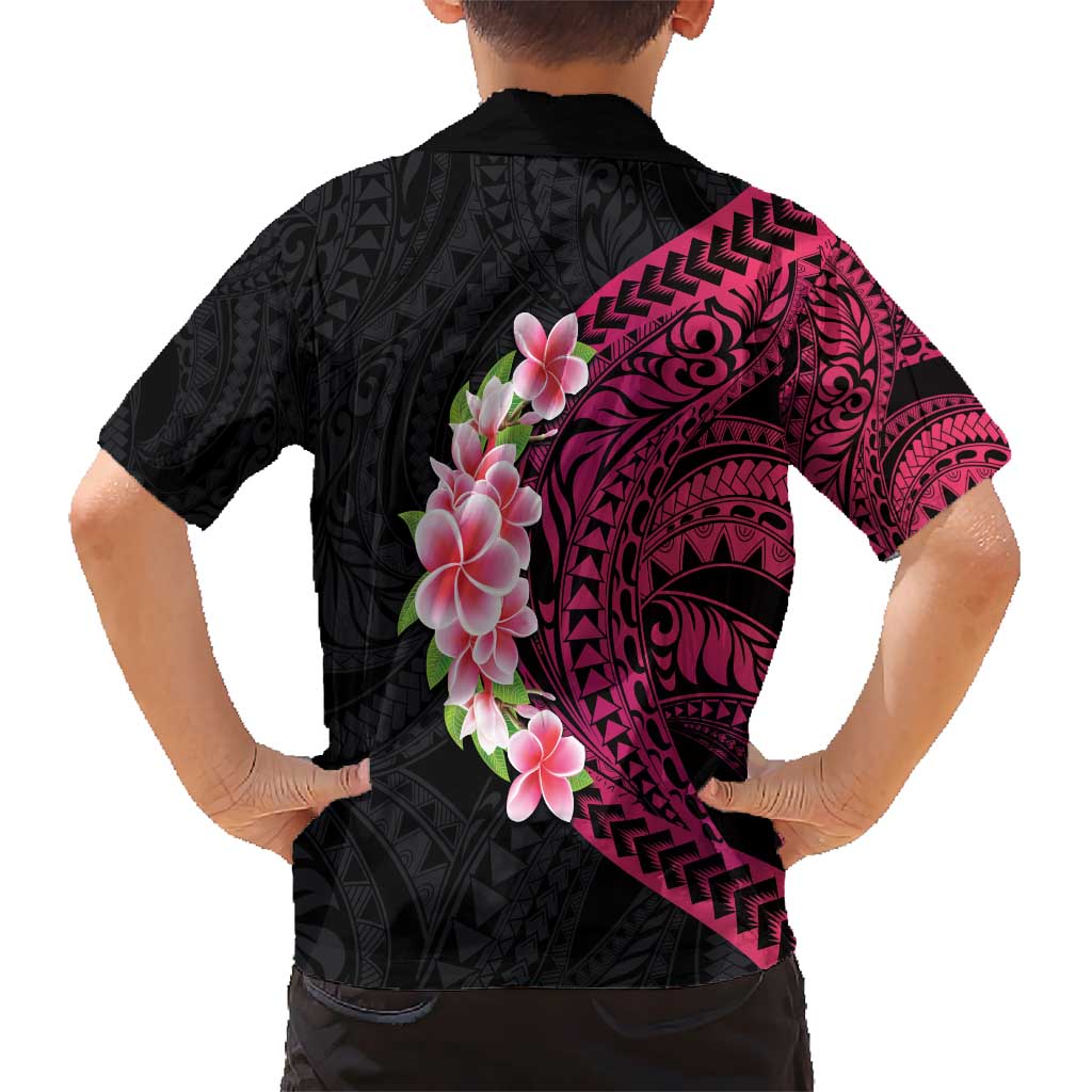 Hawaiian Tropical Plumeria Art Polynesian Tattoo Hawaiian Shirt Black and Bright Pink Color LT03 - Polynesian Pride