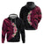 Hawaiian Tropical Plumeria Art Polynesian Tattoo Hoodie Black and Bright Pink Color