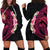 Hawaiian Tropical Plumeria Art Polynesian Tattoo Hoodie Dress Black and Bright Pink Color