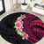 Hawaiian Tropical Plumeria Art Polynesian Tattoo Round Carpet Black and Bright Pink Color