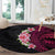 Hawaiian Tropical Plumeria Art Polynesian Tattoo Round Carpet Black and Bright Pink Color