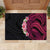 Hawaiian Tropical Plumeria Art Polynesian Tattoo Rubber Doormat Black and Bright Pink Color