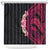 Hawaiian Tropical Plumeria Art Polynesian Tattoo Shower Curtain Black and Bright Pink Color