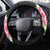 Hawaiian Tropical Plumeria Art Polynesian Tattoo Steering Wheel Cover Black and Bright Pink Color