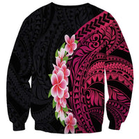 Hawaiian Tropical Plumeria Art Polynesian Tattoo Sweatshirt Black and Bright Pink Color LT03 - Polynesian Pride