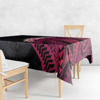 Hawaiian Tropical Plumeria Art Polynesian Tattoo Tablecloth Black and Bright Pink Color LT03 - Polynesian Pride