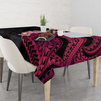 Hawaiian Tropical Plumeria Art Polynesian Tattoo Tablecloth Black and Bright Pink Color LT03 - Polynesian Pride