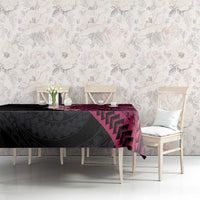 Hawaiian Tropical Plumeria Art Polynesian Tattoo Tablecloth Black and Bright Pink Color LT03 - Polynesian Pride