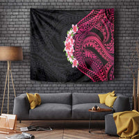 Hawaiian Tropical Plumeria Art Polynesian Tattoo Tapestry Black and Bright Pink Color LT03 - Polynesian Pride