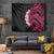 Hawaiian Tropical Plumeria Art Polynesian Tattoo Tapestry Black and Bright Pink Color