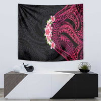 Hawaiian Tropical Plumeria Art Polynesian Tattoo Tapestry Black and Bright Pink Color LT03 - Polynesian Pride