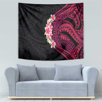 Hawaiian Tropical Plumeria Art Polynesian Tattoo Tapestry Black and Bright Pink Color LT03 - Polynesian Pride