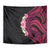 Hawaiian Tropical Plumeria Art Polynesian Tattoo Tapestry Black and Bright Pink Color