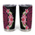 Hawaiian Tropical Plumeria Art Polynesian Tattoo Tumbler Cup Black and Bright Pink Color