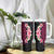 Hawaiian Tropical Plumeria Art Polynesian Tattoo Tumbler With Handle Black and Bright Pink Color