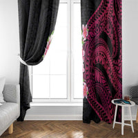 Hawaiian Tropical Plumeria Art Polynesian Tattoo Window Curtain Black and Bright Pink Color LT03 - Polynesian Pride