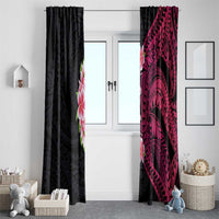 Hawaiian Tropical Plumeria Art Polynesian Tattoo Window Curtain Black and Bright Pink Color LT03 - Polynesian Pride