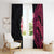 Hawaiian Tropical Plumeria Art Polynesian Tattoo Window Curtain Black and Bright Pink Color