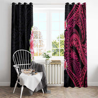 Hawaiian Tropical Plumeria Art Polynesian Tattoo Window Curtain Black and Bright Pink Color LT03 - Polynesian Pride