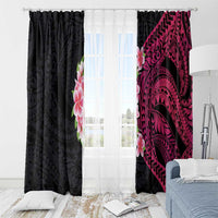 Hawaiian Tropical Plumeria Art Polynesian Tattoo Window Curtain Black and Bright Pink Color LT03 - Polynesian Pride