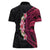 Hawaiian Tropical Plumeria Art Polynesian Tattoo Women Polo Shirt Black and Bright Pink Color