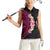 Hawaiian Tropical Plumeria Art Polynesian Tattoo Women Sleeveless Polo Shirt Black and Bright Pink Color