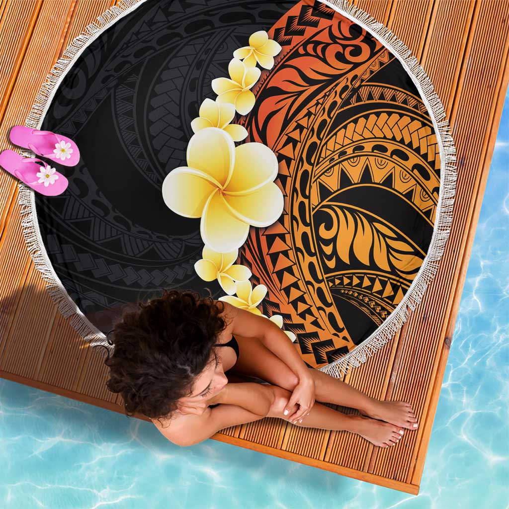 Hawaiian Tropical Plumeria Art Polynesian Tattoo Beach Blanket Black and Autumn Color Theme LT03 - Polynesian Pride