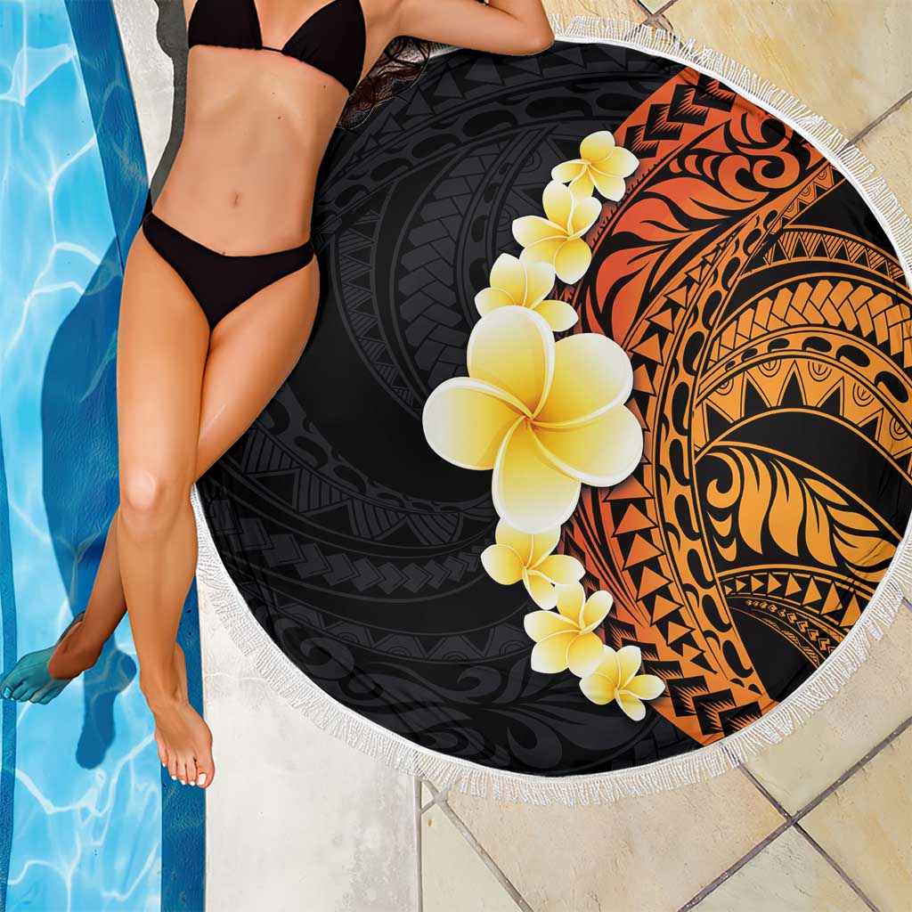 Hawaiian Tropical Plumeria Art Polynesian Tattoo Beach Blanket Black and Autumn Color Theme LT03 - Polynesian Pride
