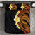 Hawaiian Tropical Plumeria Art Polynesian Tattoo Bedding Set Black and Autumn Color Theme