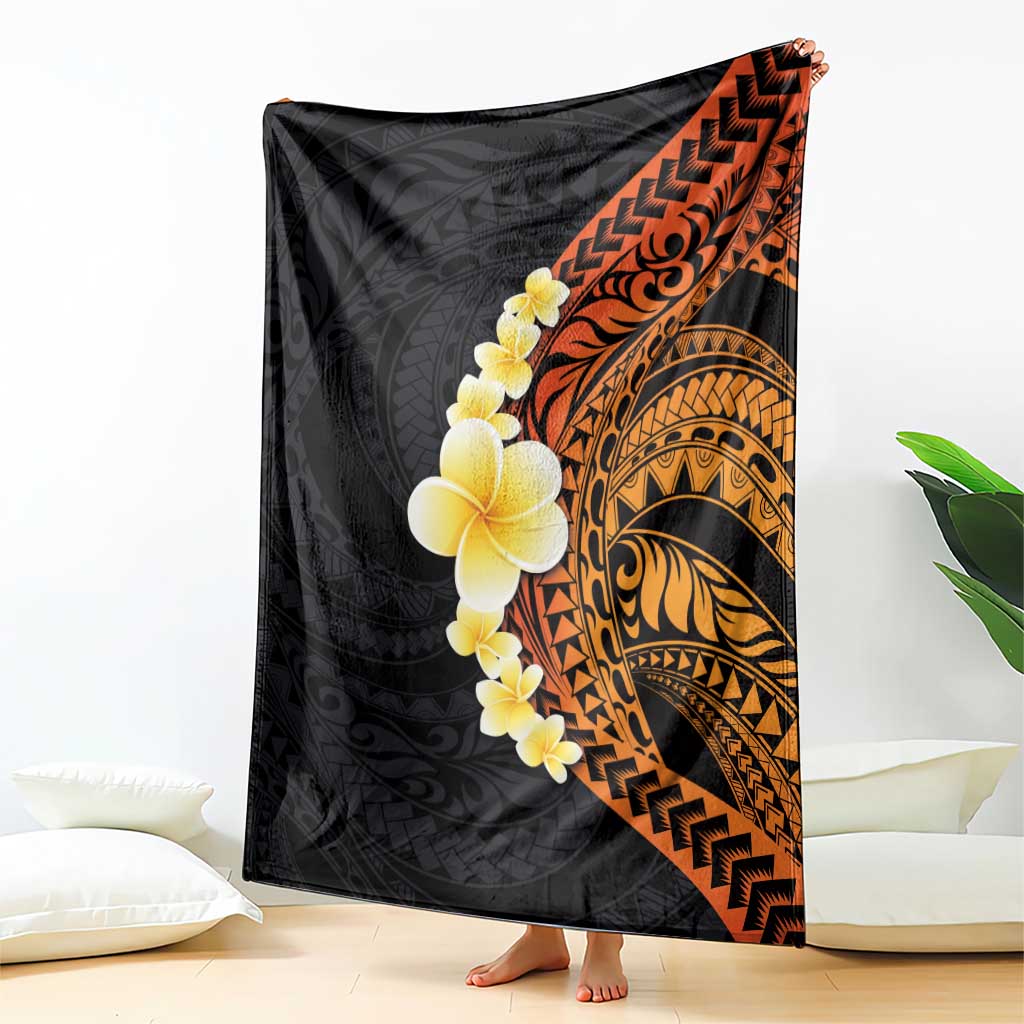 Hawaiian Tropical Plumeria Art Polynesian Tattoo Blanket Black and Autumn Color Theme LT03 - Polynesian Pride