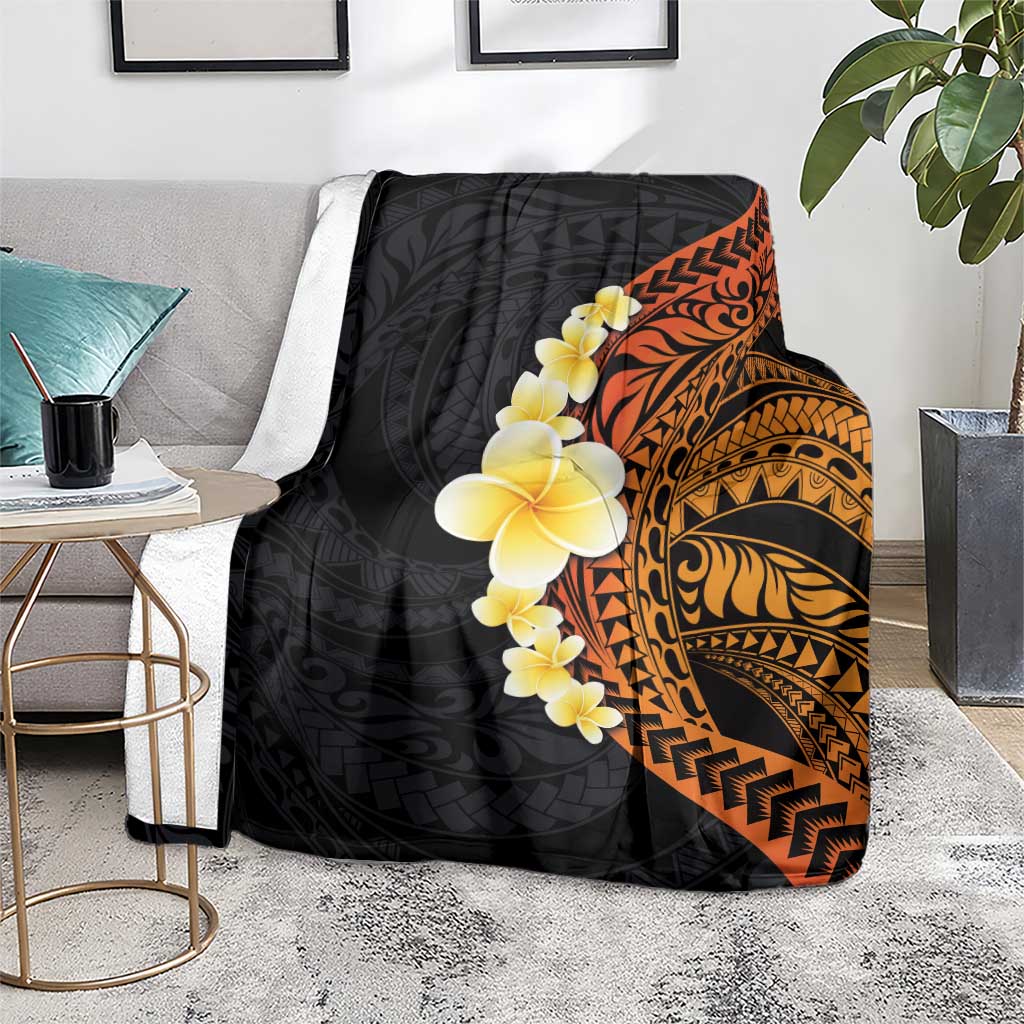 Hawaiian Tropical Plumeria Art Polynesian Tattoo Blanket Black and Autumn Color Theme LT03 - Polynesian Pride