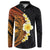 Hawaiian Tropical Plumeria Art Polynesian Tattoo Button Sweatshirt Black and Autumn Color Theme