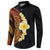 Hawaiian Tropical Plumeria Art Polynesian Tattoo Button Sweatshirt Black and Autumn Color Theme