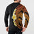 Hawaiian Tropical Plumeria Art Polynesian Tattoo Button Sweatshirt Black and Autumn Color Theme