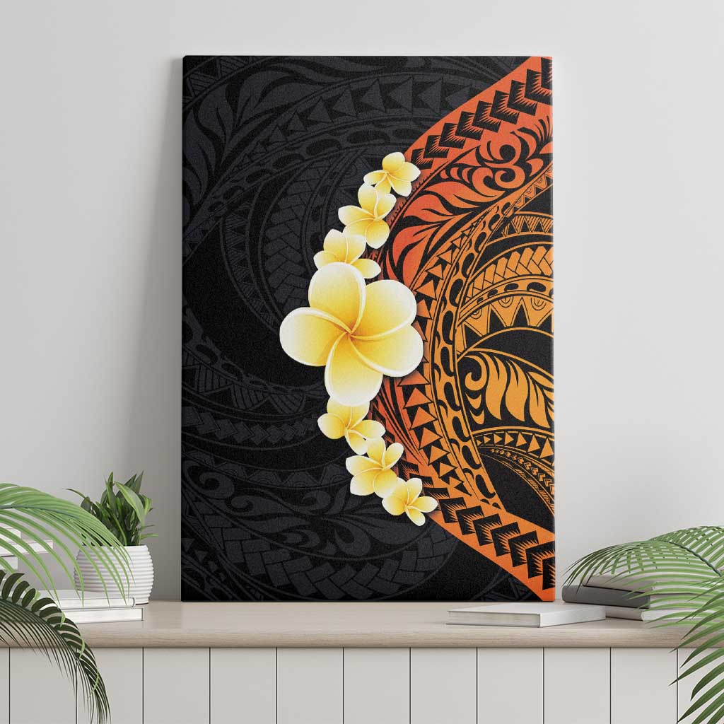 Hawaiian Tropical Plumeria Art Polynesian Tattoo Canvas Wall Art Black and Autumn Color Theme LT03 - Polynesian Pride