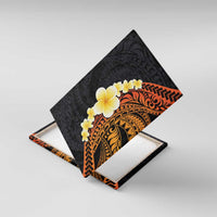 Hawaiian Tropical Plumeria Art Polynesian Tattoo Canvas Wall Art Black and Autumn Color Theme LT03 With Frame Orange - Polynesian Pride