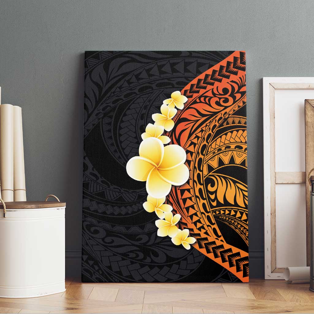 Hawaiian Tropical Plumeria Art Polynesian Tattoo Canvas Wall Art Black and Autumn Color Theme LT03 - Polynesian Pride
