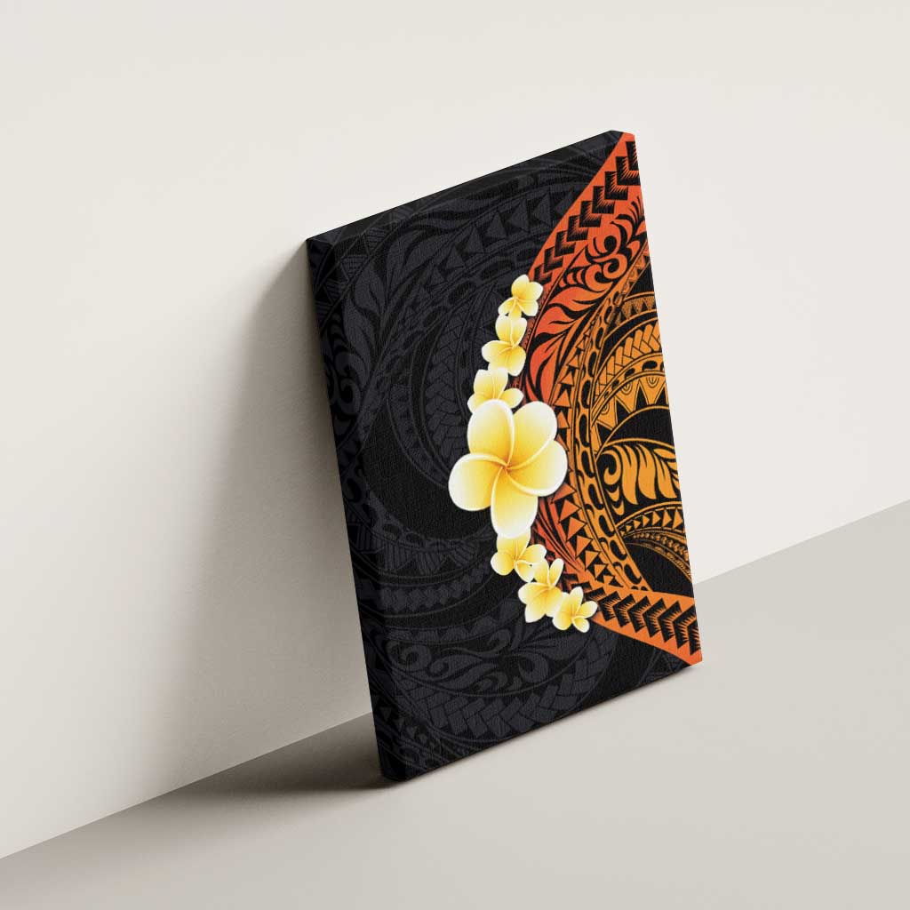 Hawaiian Tropical Plumeria Art Polynesian Tattoo Canvas Wall Art Black and Autumn Color Theme LT03 - Polynesian Pride