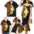 Hawaiian Tropical Plumeria Art Polynesian Tattoo Family Matching Mermaid Dress and Hawaiian Shirt Black and Autumn Color Theme