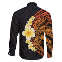 Hawaiian Tropical Plumeria Art Polynesian Tattoo Family Matching Off Shoulder Maxi Dress and Hawaiian Shirt Black and Autumn Color Theme LT03 - Polynesian Pride