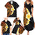 Hawaiian Tropical Plumeria Art Polynesian Tattoo Family Matching Summer Maxi Dress and Hawaiian Shirt Black and Autumn Color Theme