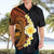 Hawaiian Tropical Plumeria Art Polynesian Tattoo Hawaiian Shirt Black and Autumn Color Theme