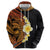 Hawaiian Tropical Plumeria Art Polynesian Tattoo Hoodie Black and Autumn Color Theme