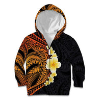 Hawaiian Tropical Plumeria Art Polynesian Tattoo Kid Hoodie Black and Autumn Color Theme