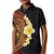 Hawaiian Tropical Plumeria Art Polynesian Tattoo Kid Polo Shirt Black and Autumn Color Theme