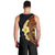 Hawaiian Tropical Plumeria Art Polynesian Tattoo Men Tank Top Black and Autumn Color Theme