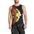 Hawaiian Tropical Plumeria Art Polynesian Tattoo Men Tank Top Black and Autumn Color Theme