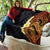 Hawaiian Tropical Plumeria Art Polynesian Tattoo Quilt Black and Autumn Color Theme